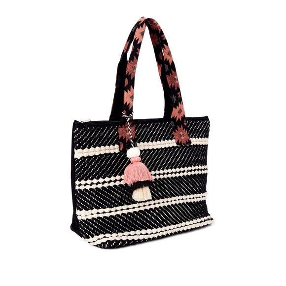 Twig & Arrow Woven Striped Tote Bag - Picture 3 of 5
